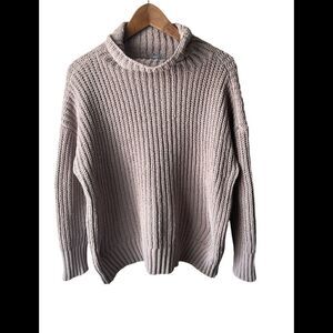 AERIE mauve mock neck knit oversized sweater XS